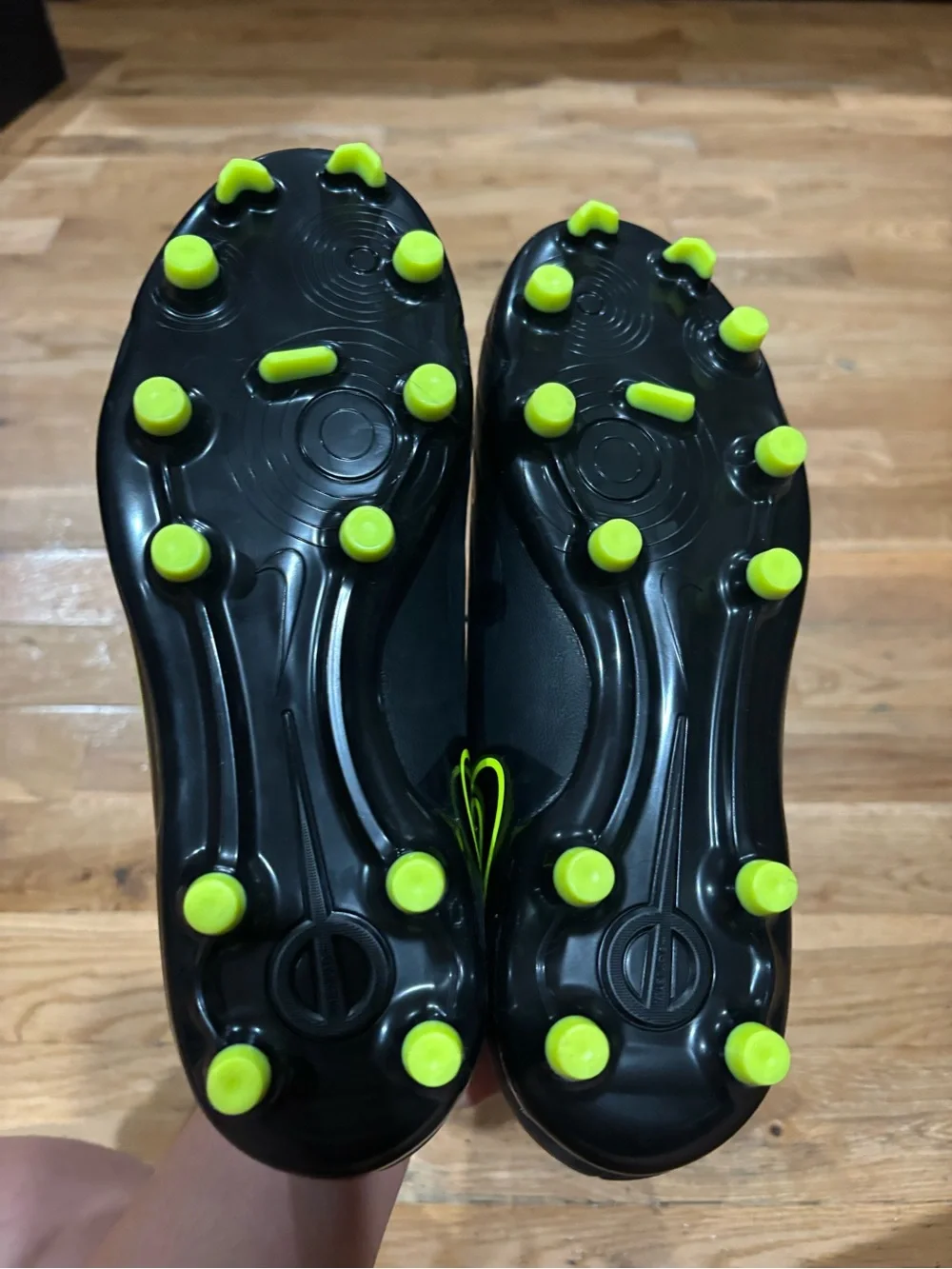 Nike Kids Black Athletic Shoes with Neon Yellow Swoosh